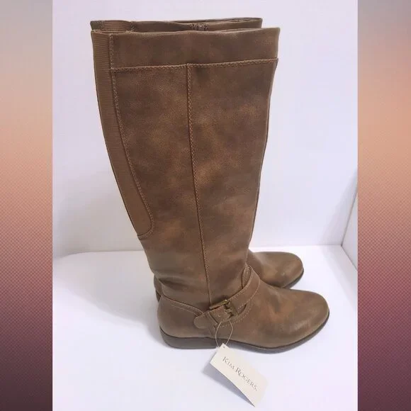 Kim Rogers Brown Knee-High Riding Boots 8.5M – Memory Foam Insole, Buckle Detail - Picture 2 of 11